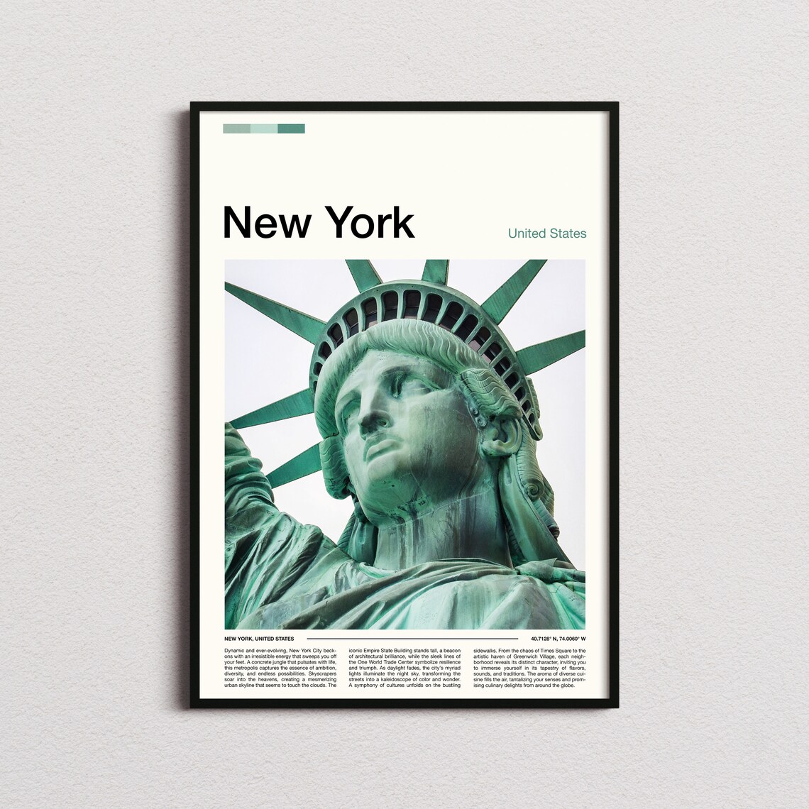 New York Statue of Liberty Close Up Portrait Travel Photo Poster
