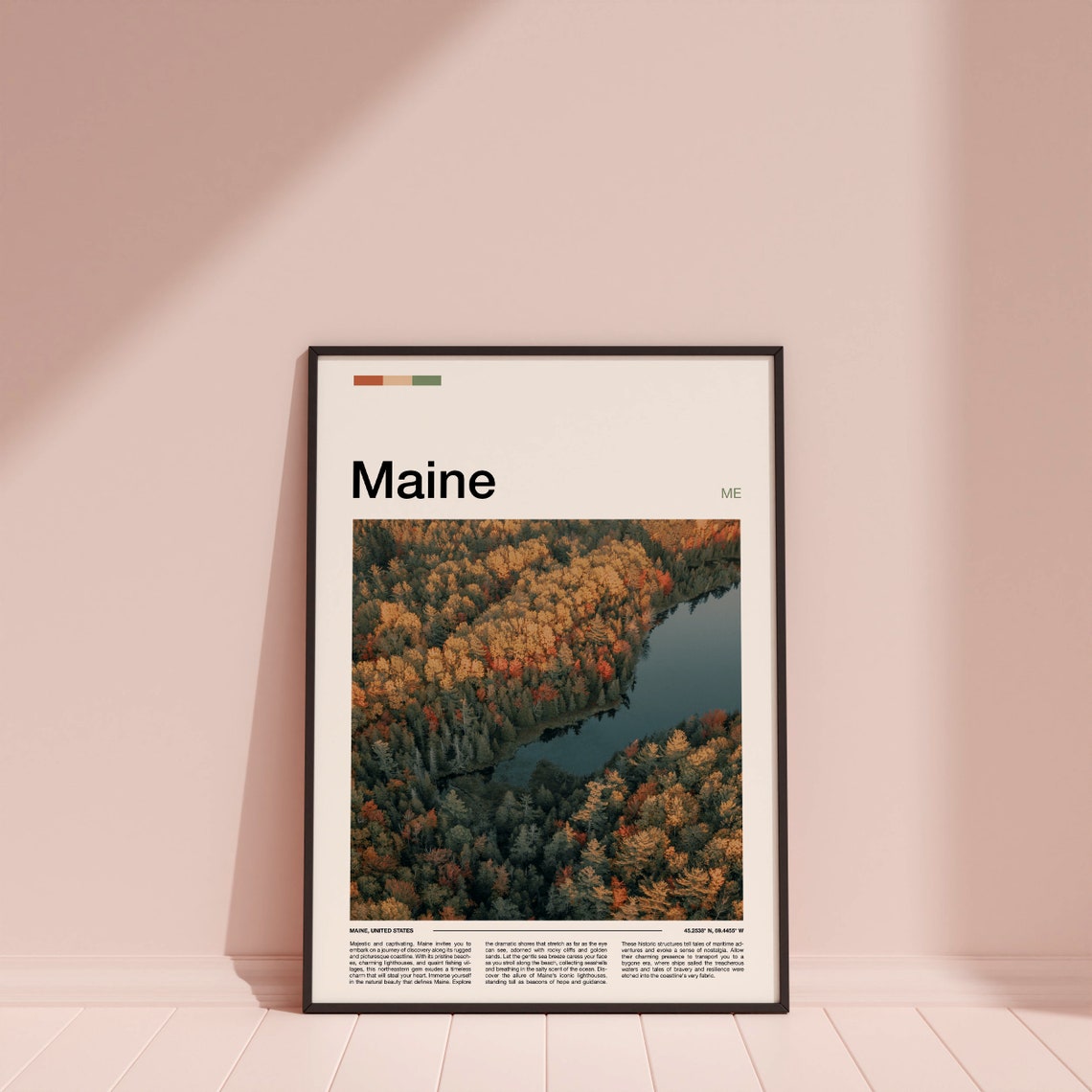 Maine Aerial Fall Foliage Autumn Forest Lakeside Scenery Poster - Image 3