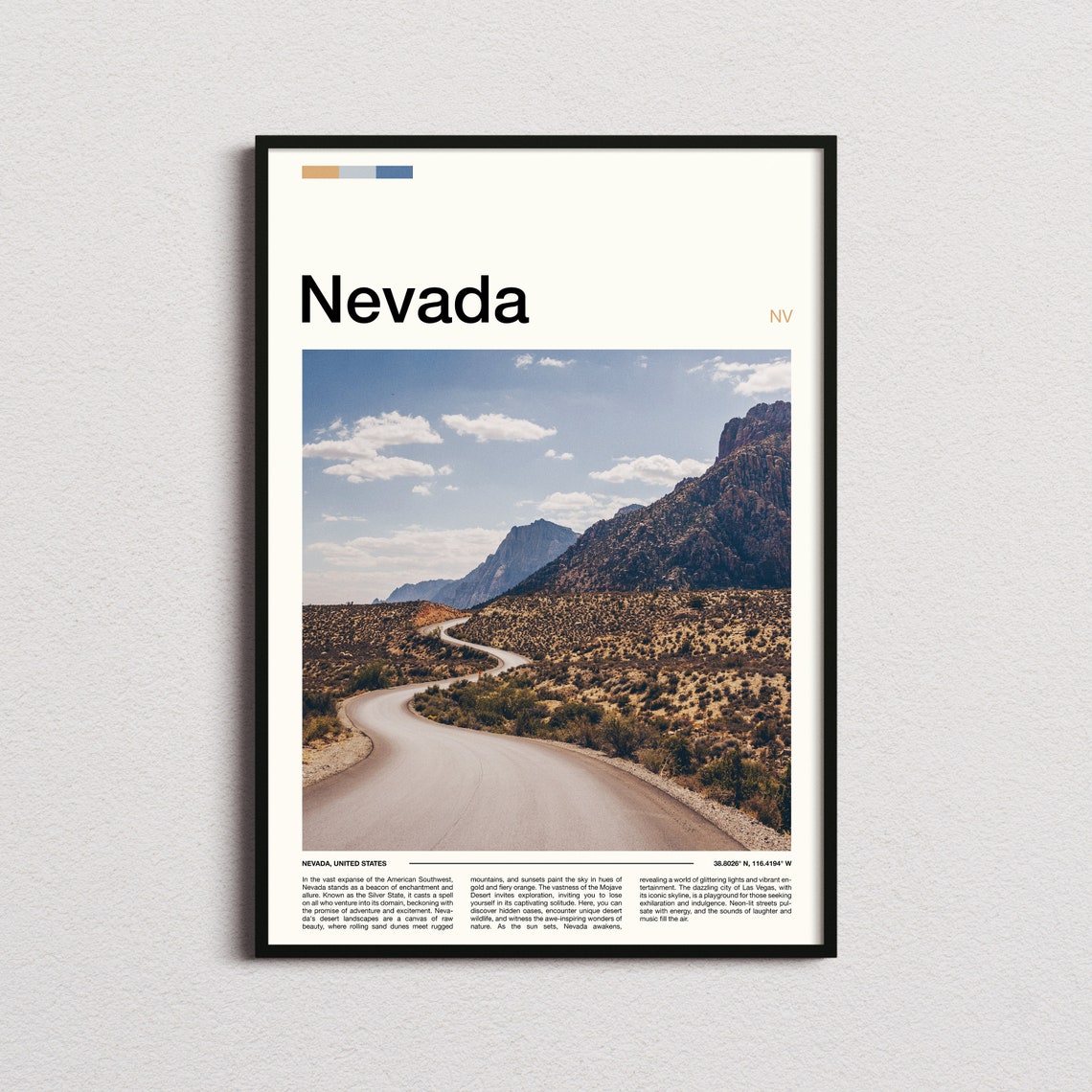 Nevada Desert Road Red Rock Canyon Scenic Drive Photography Poster