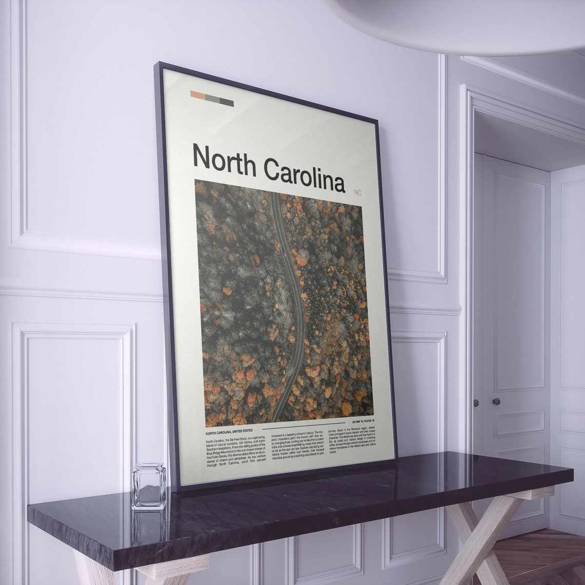North Carolina Autumn Forest Winding Road Aerial Fall Photo Poster - Image 2