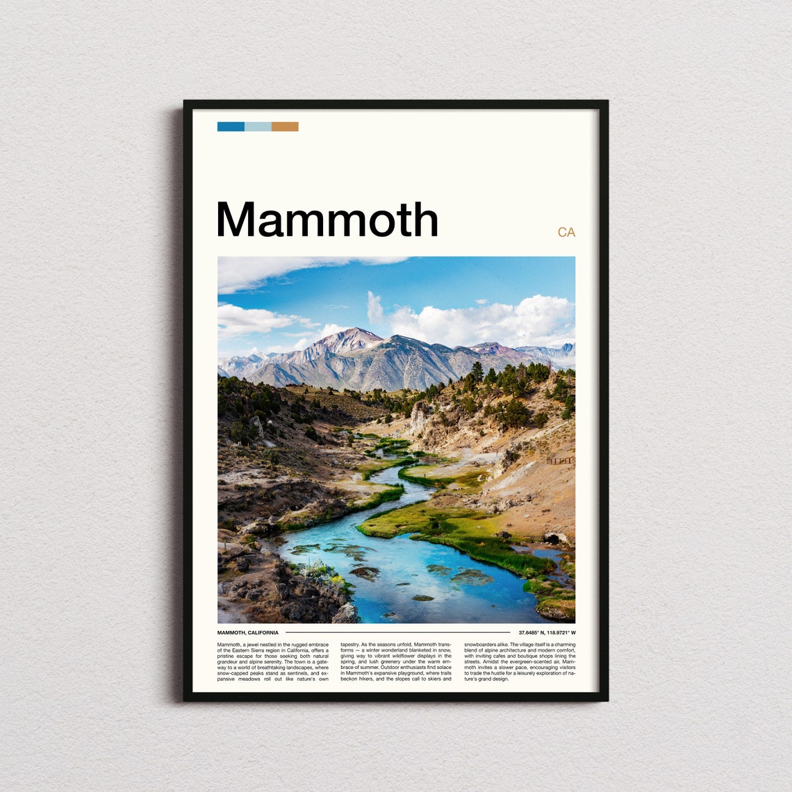 Mammoth California Alpine Stream Mountain Minimalist Photo Poster