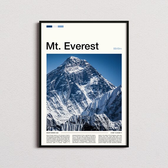 Mt Everest Print Mt Everest Poster Mt Everest Wall Art Mt Everest Art Print Mt Everest Photo Mountain Climbing Gifts Hiker Gifts