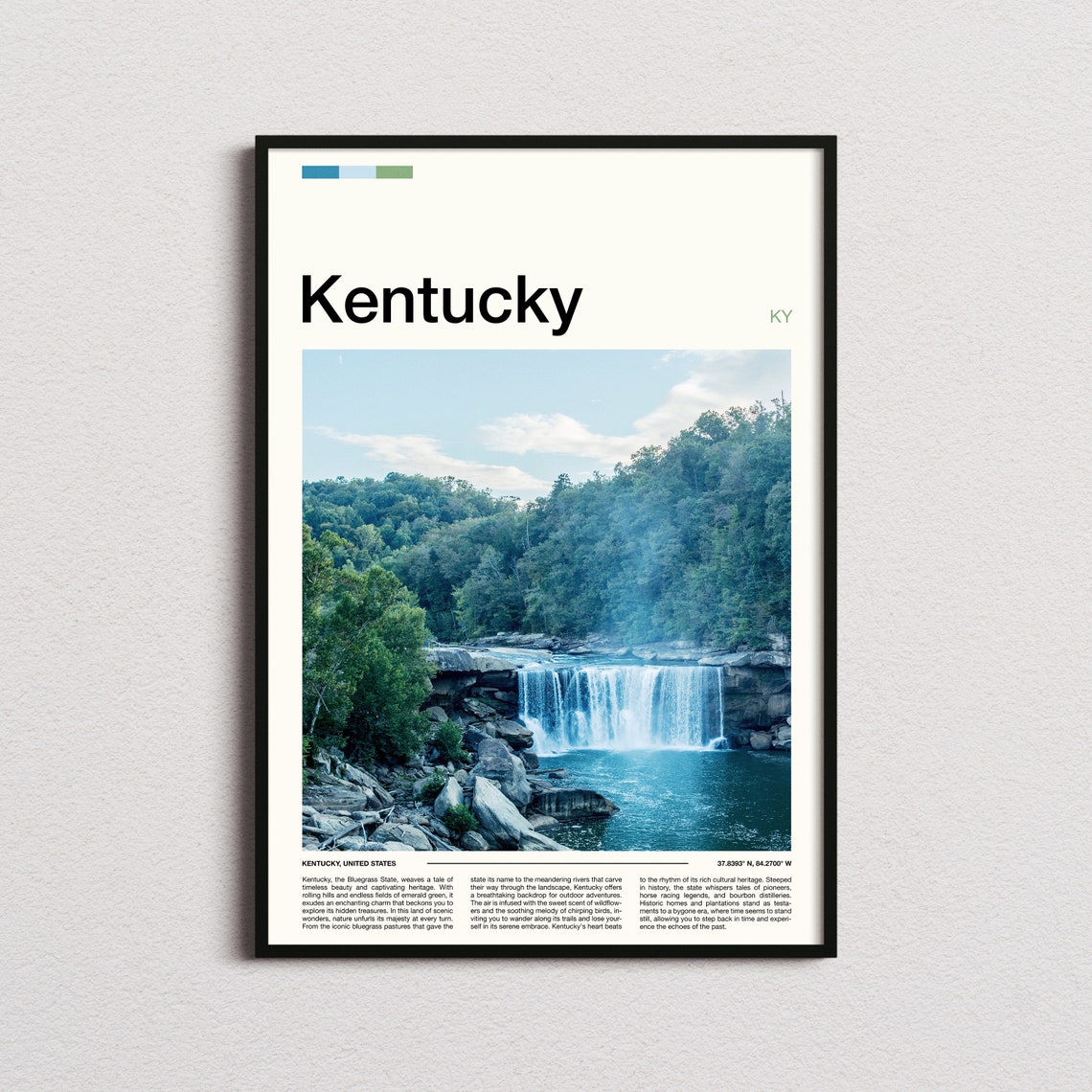 Kentucky Forest Waterfall Cascading Stream Nature Photography Poster