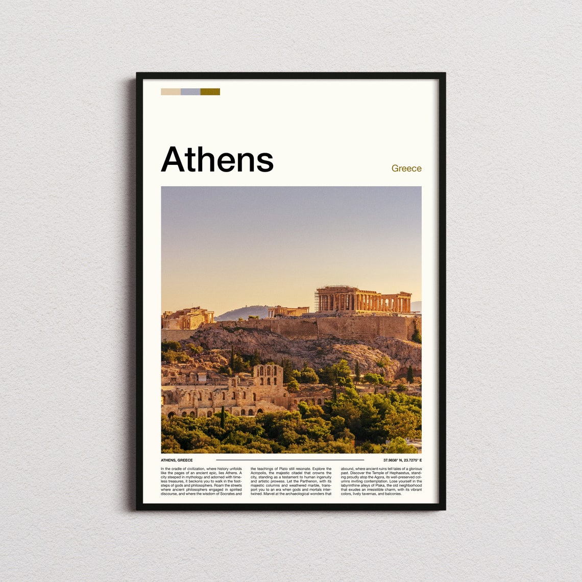 Athens Greece Acropolis Parthenon Ancient Ruins Sunset Poster