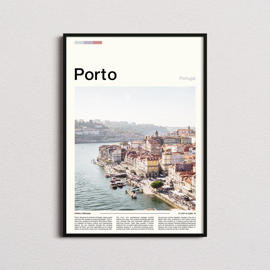 Porto Portugal Douro Riverfront Old Town Riverside View Poster