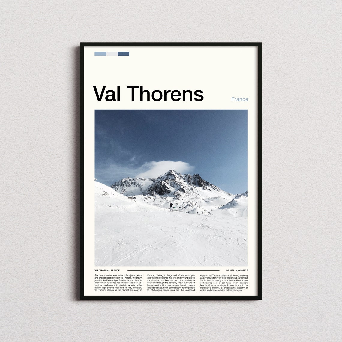 Val Thorens France Dramatic High Alpine Peak Lone Skier Snow Poster
