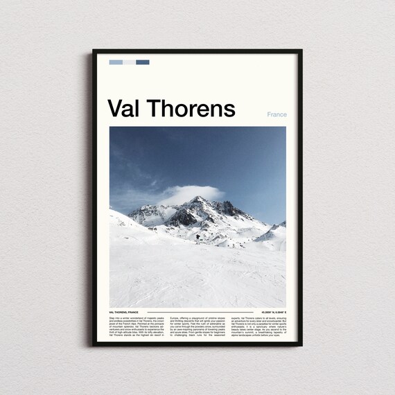 Val Thorens France Dramatic High Alpine Peak Lone Skier Snow Poster
