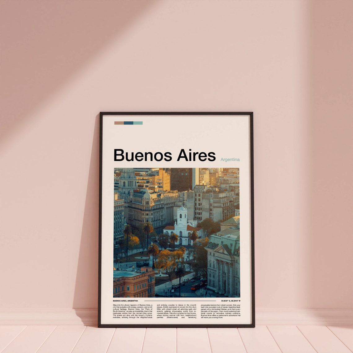Buenos Aires Argentina Historic Cityscape Plaza Golden Hour Poster - Image 4