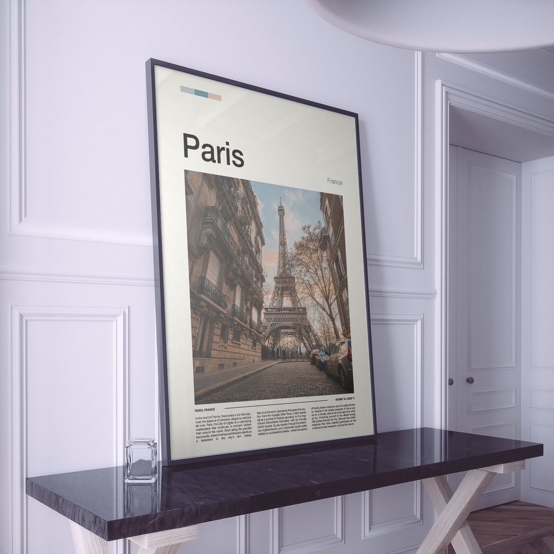 Paris France Eiffel Tower Cobblestone Street View Photo Poster - Image 2