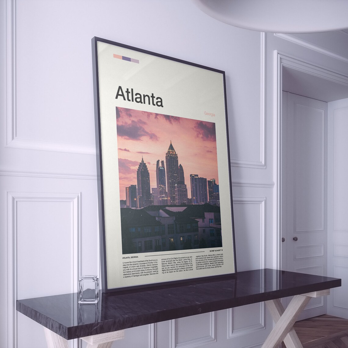 Atlanta Georgia Skyline Sunset Pink Sky Urban Cityscape Poster - Image 2