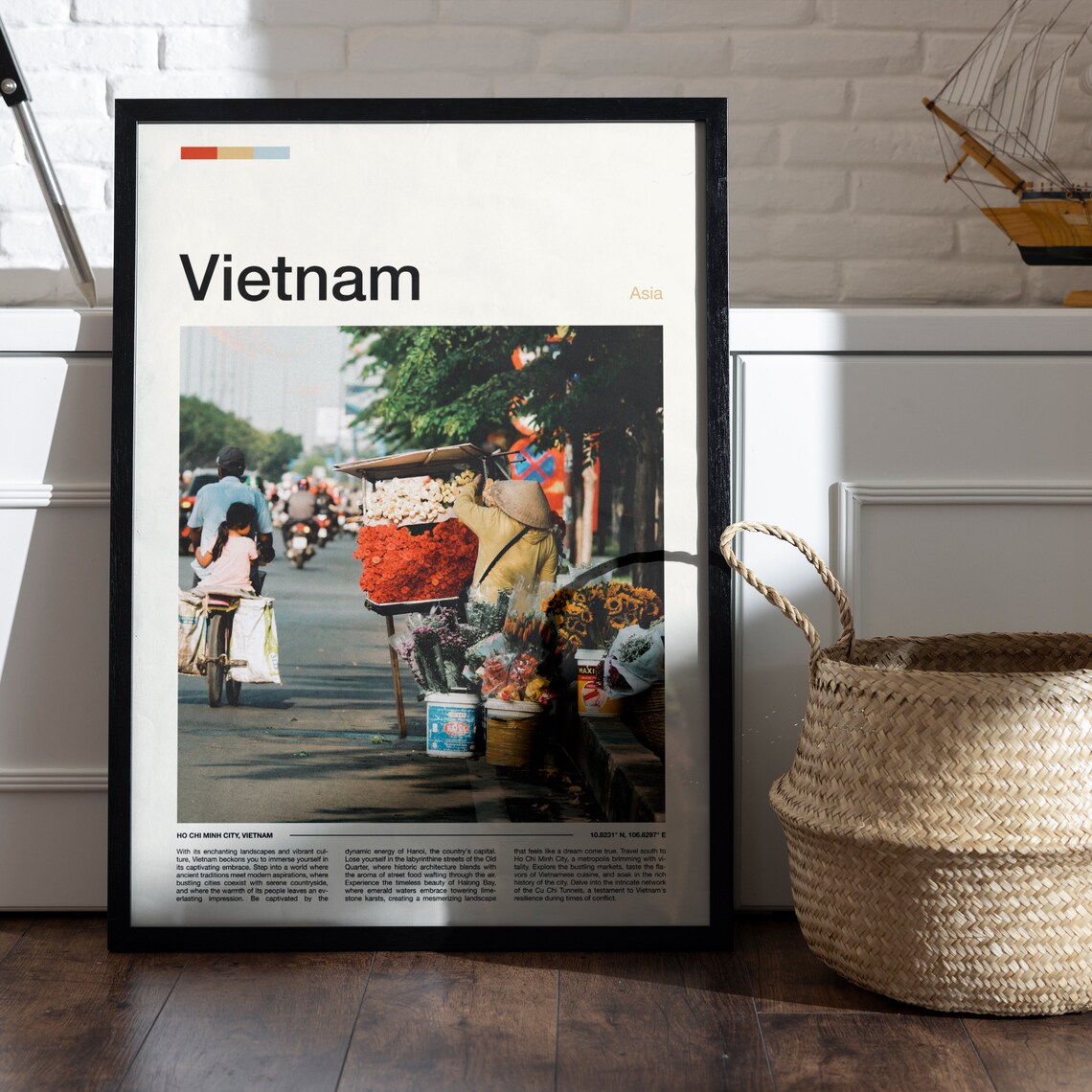 Vietnam Ho Chi Minh City Street Flower Vendor Vibrant Scene Poster - Image 5
