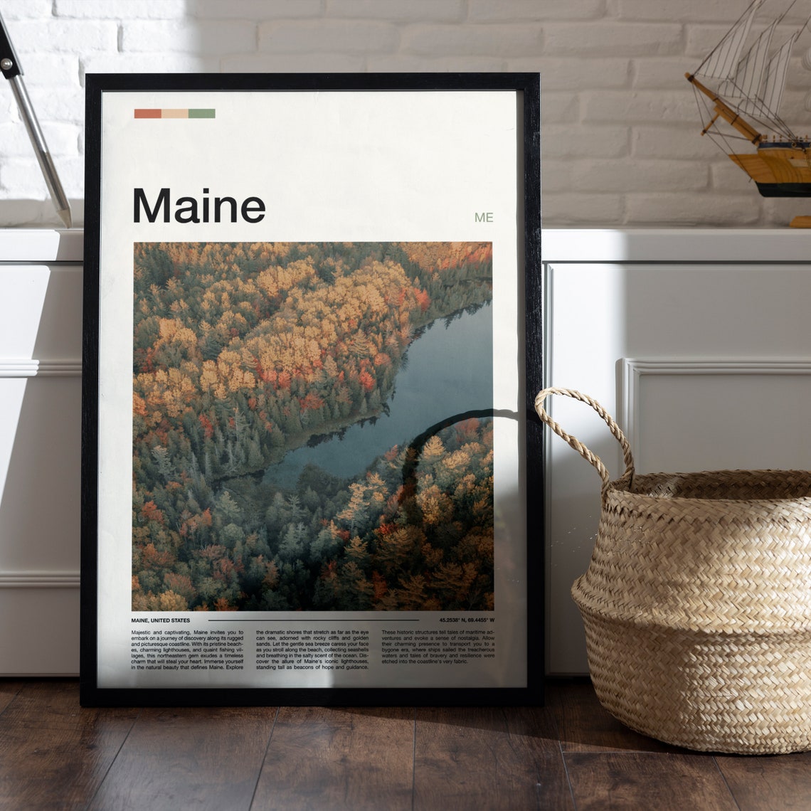 Maine Aerial Fall Foliage Autumn Forest Lakeside Scenery Poster - Image 4