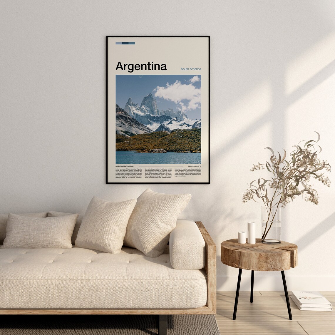 Argentina Patagonia Snow Capped Andes Mountains Lake Travel Poster - Image 2