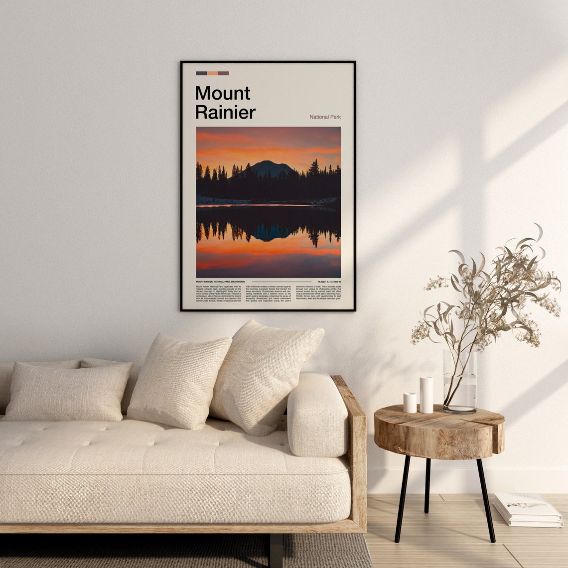 Mount Rainier Washington National Park Sunset Reflection Photo Poster - Image 3