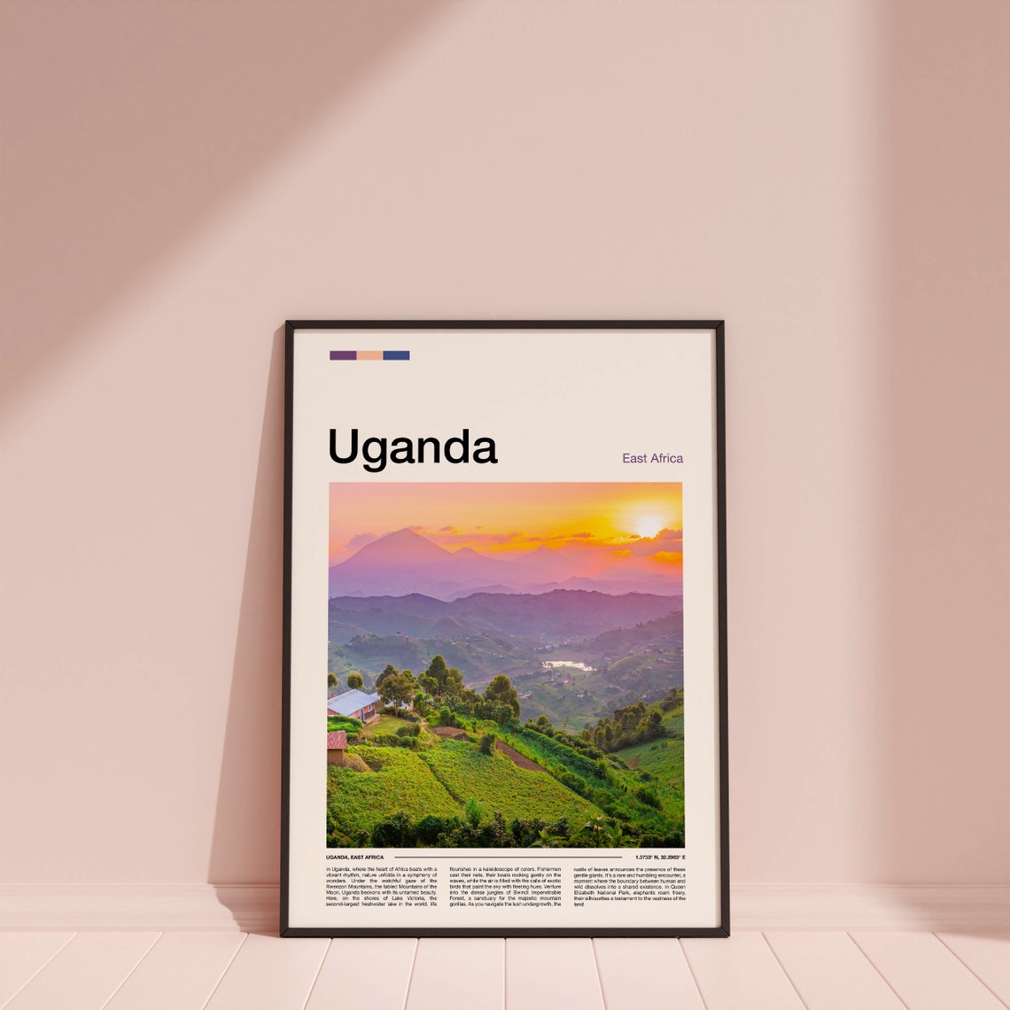 Uganda East Africa Green Hills Sunset Valley Panorama Poster - Image 4