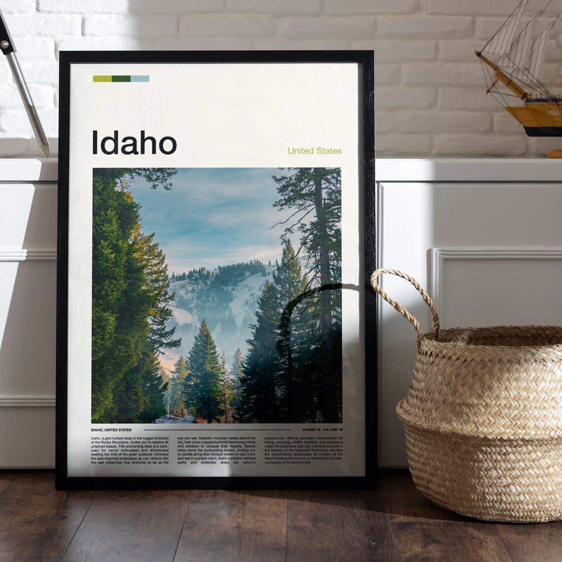 Idaho Pine Forest Valley Snowy Mountain Wilderness Scenic Poster - Image 5
