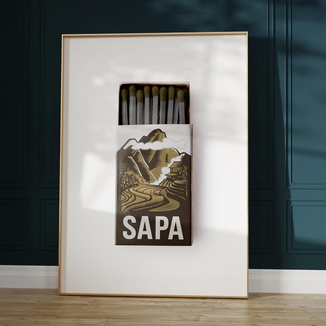 Sapa Vietnam Rice Terraces Matchbox Style Art with Mountain Hut Poster - Image 5
