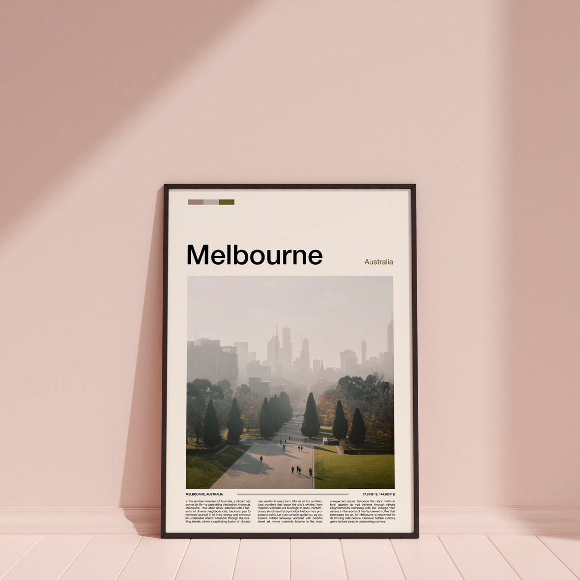 Melbourne Australia Misty City Skyline Memorial Park Avenue Poster - Image 4