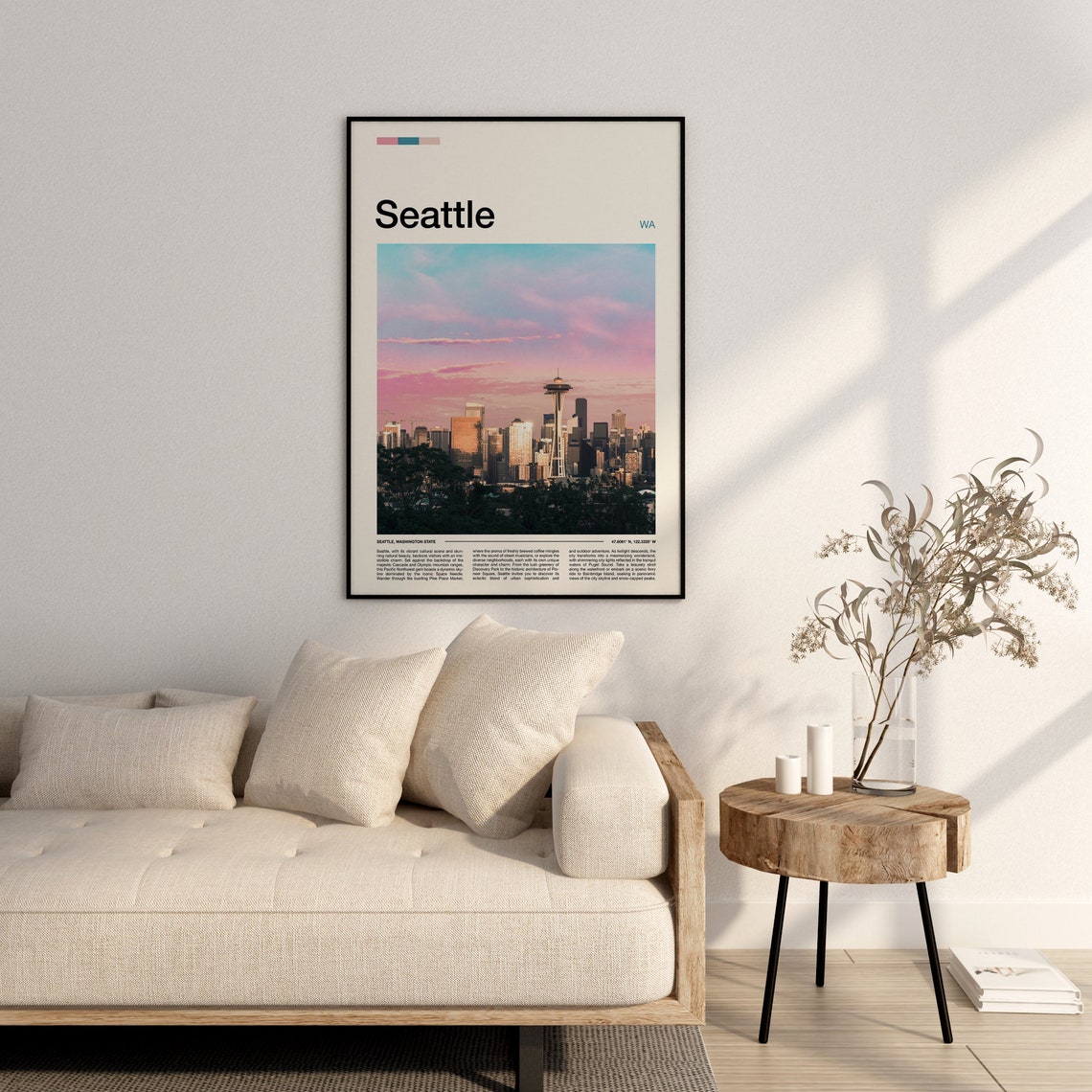 Seattle Space Needle Sunrise Skyline Washington State Poster - Image 3