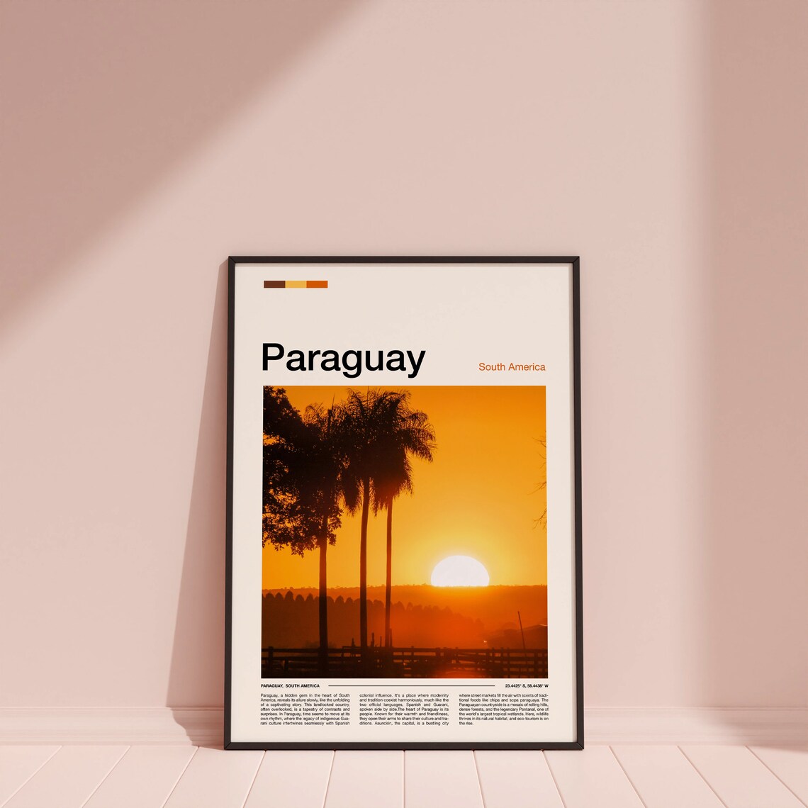 Paraguay Palm Trees Golden Sunset Silhouette Minimal Travel Poster - Image 4