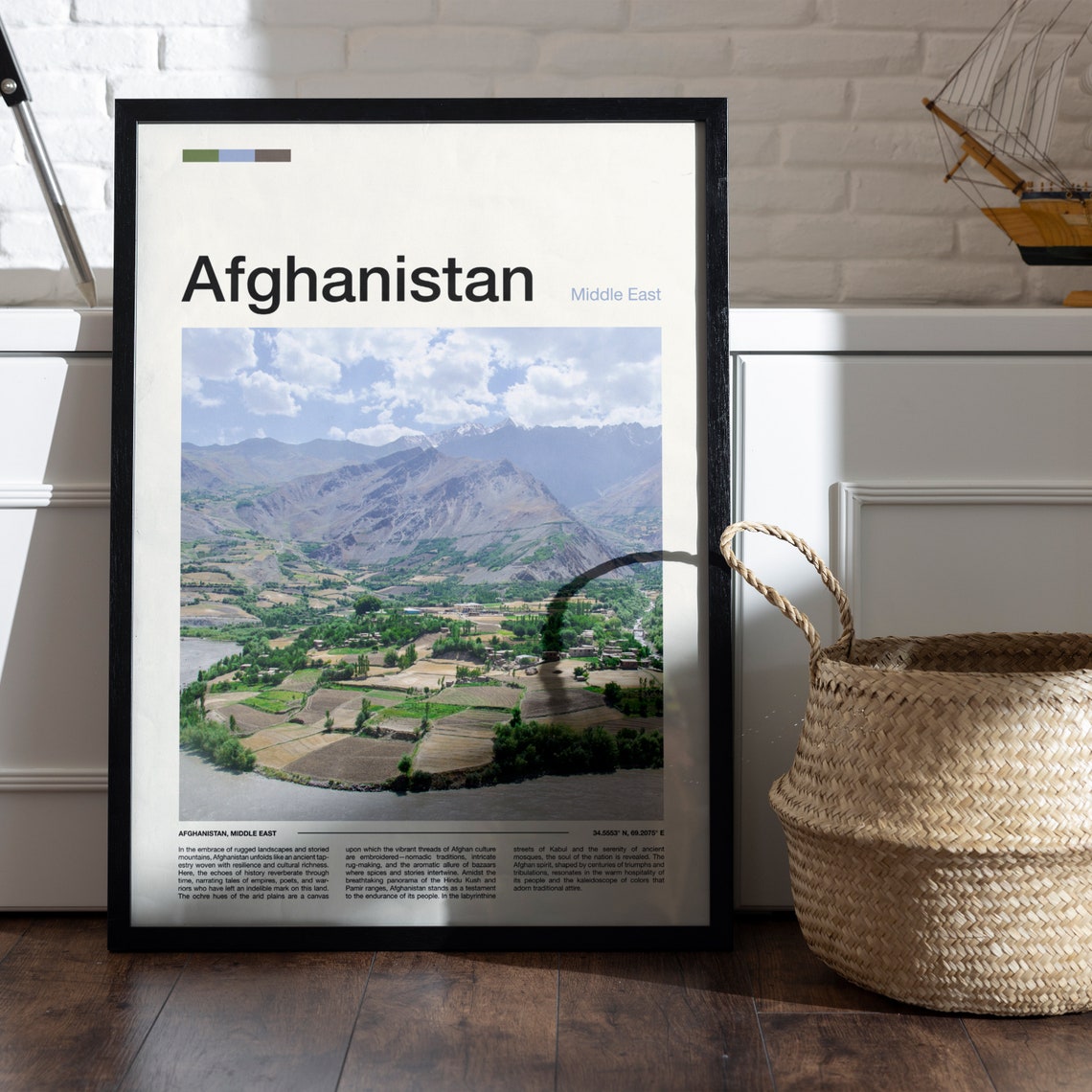 Afghanistan Rugged Mountain Valley Village Terraced Landscape Poster - Image 5
