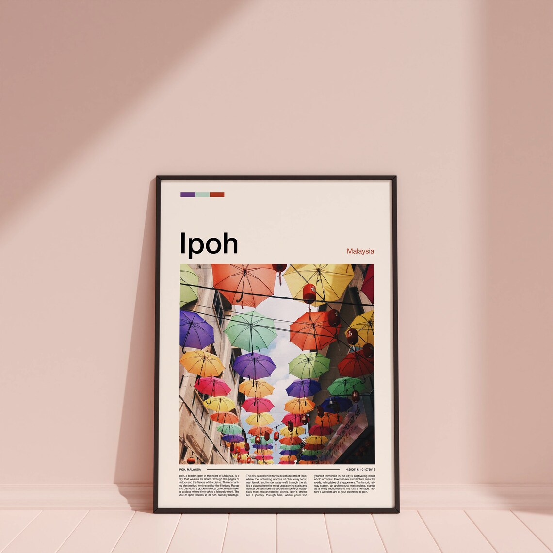 Ipoh Malaysia Colorful Umbrella Alley Old Town Lantern Street Poster - Image 3