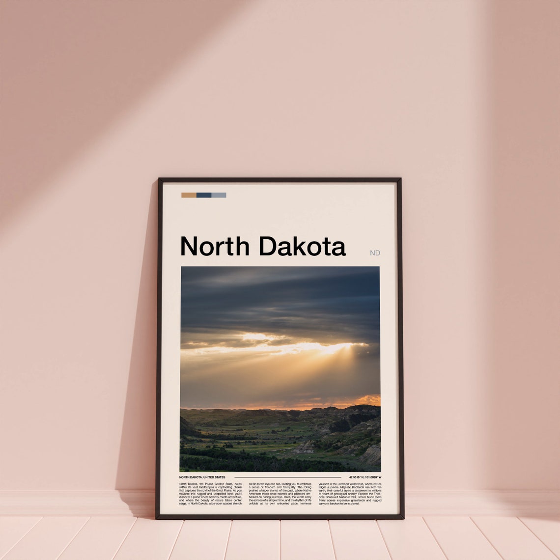 North Dakota Badlands Sunset Plains Scenic Landscape Travel Poster - Image 4