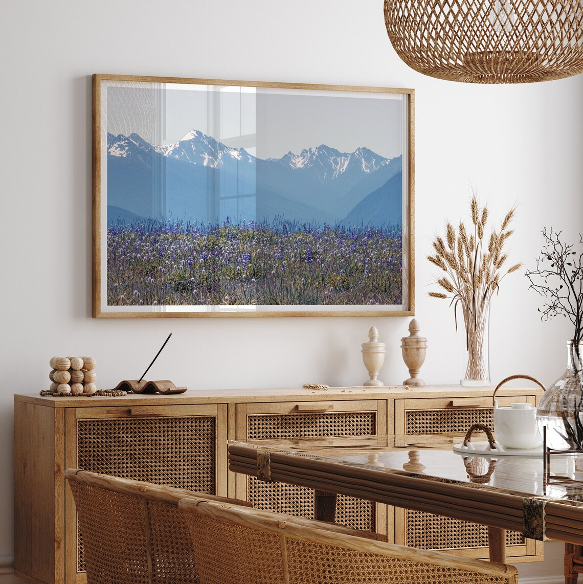 Washington Wildflower Meadow Purple Blooms Snowy Mountain Range Poster - Image 5