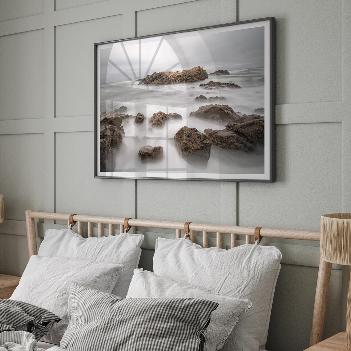 Rocky Coast Long Exposure Silky Water Gray Moody Seascape Poster - Image 4