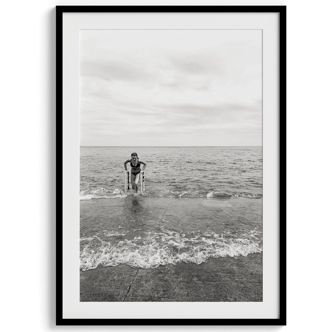 Lake Michigan Beach, Black and White Travel Poster - Image 2