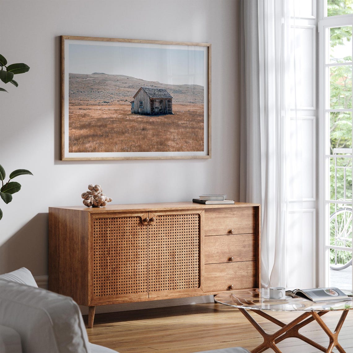 Rustic Wooden Cabin In Golden Prairie Field Old West Landscape Poster - Image 5