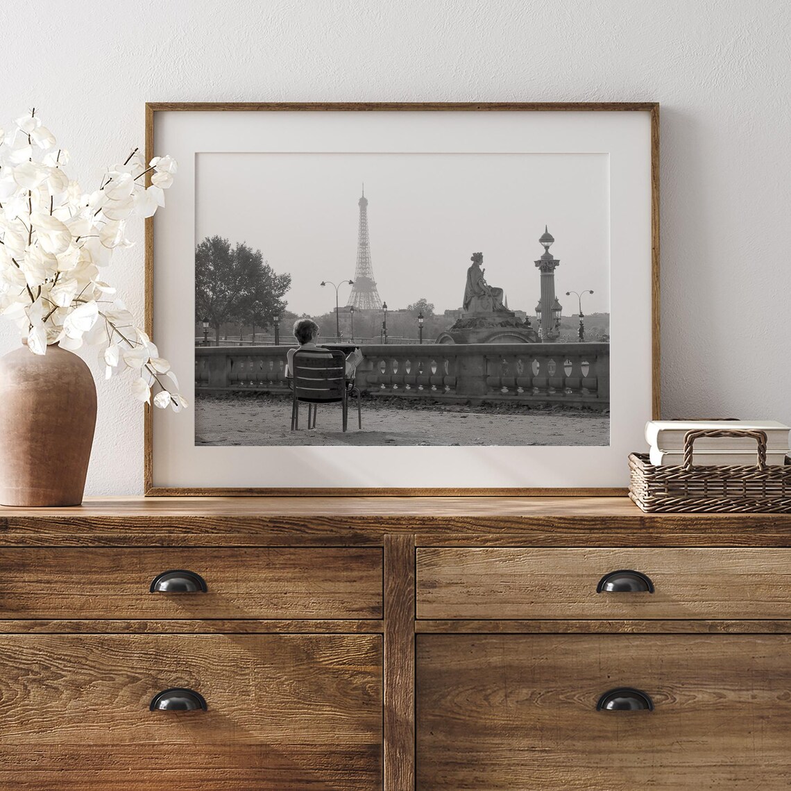 Paris Black-and-White Woman Reading Art Print - Image 4