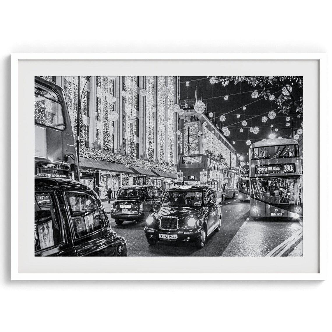 London Street at Christmas, Holiday Wall Art Print - Image 2