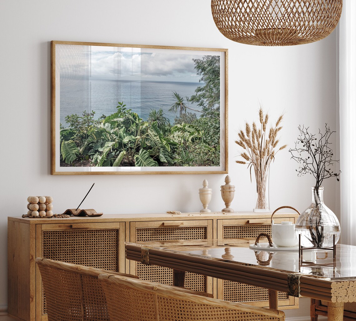 Hawaii Tropical Ocean Overlook Lush Green Hillside Coast View Poster - Image 3