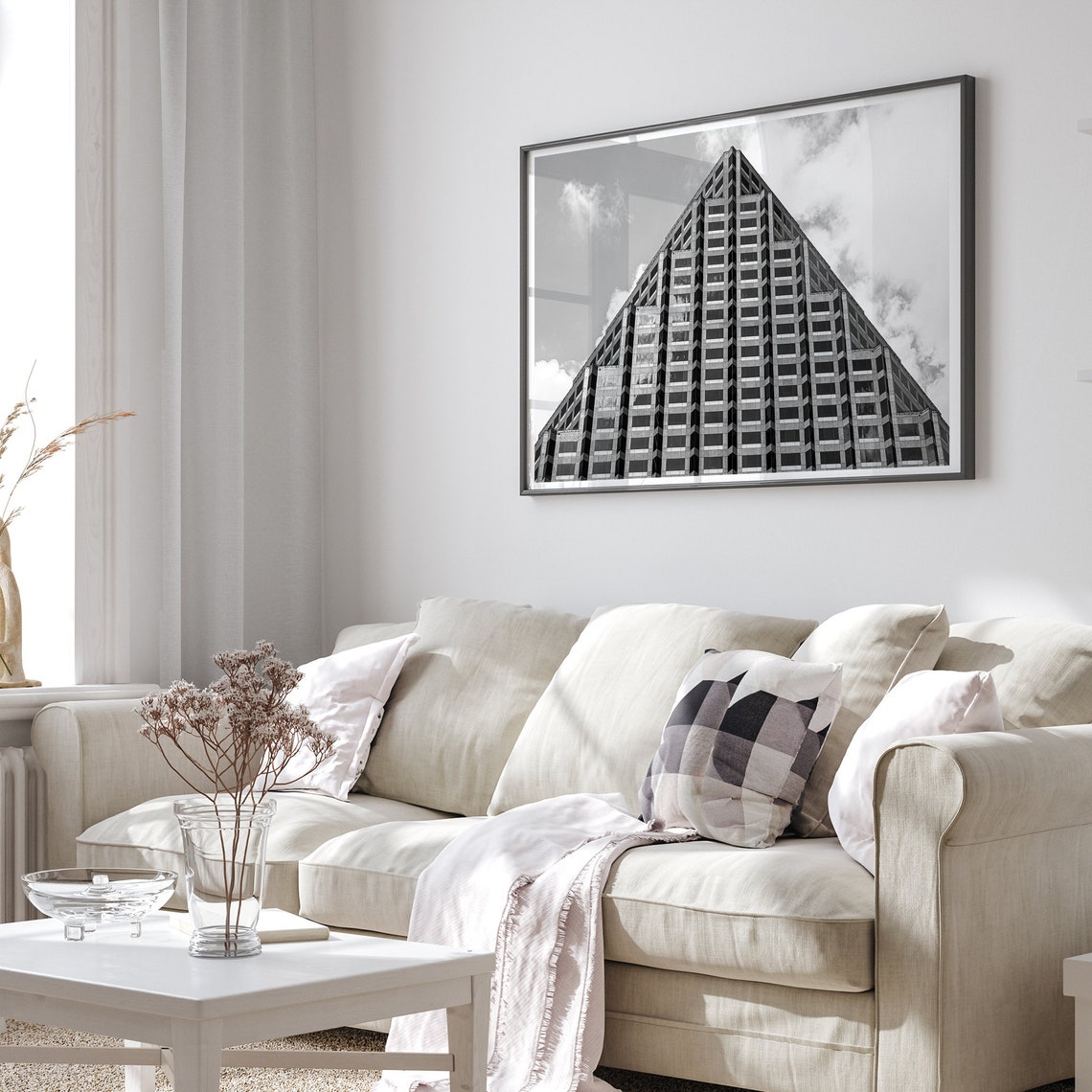 Austin Texas Pyramid Skyscraper Black White Architecture Photo Poster - Image 3