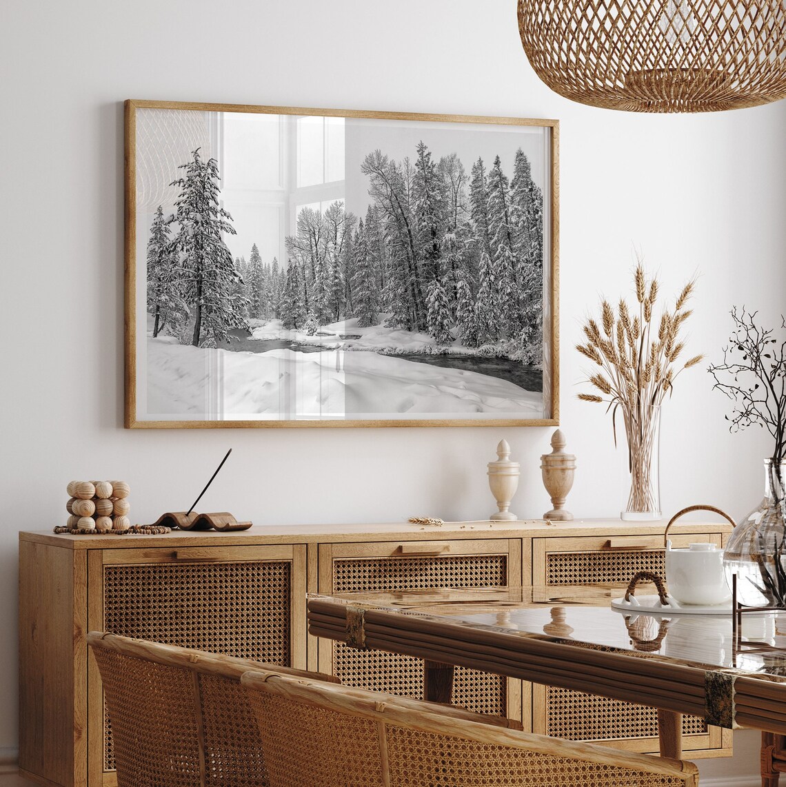 Snowy Forest Black And White Nature Art Print - Image 5