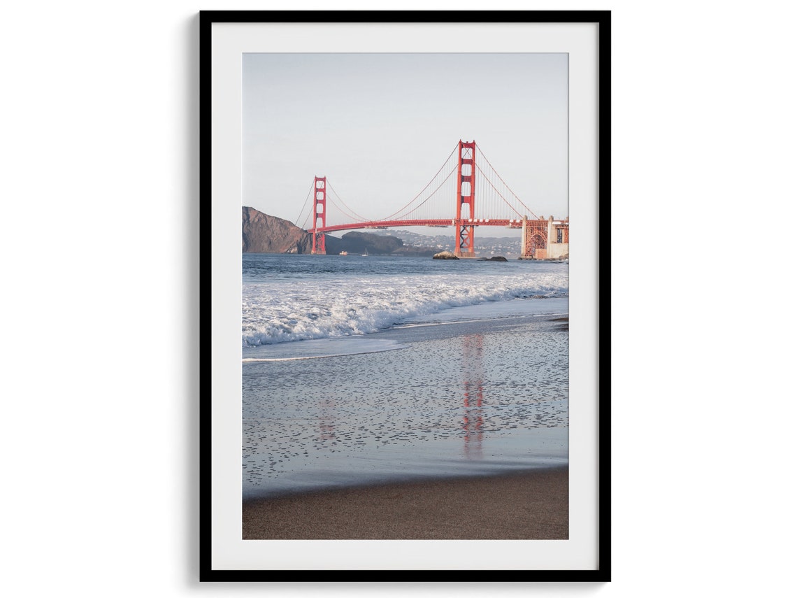 Golden Gate Bridge Baker Beach Surf San Francisco Bay Travel Poster
