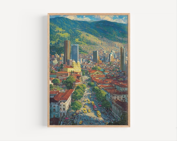 Bogot Colombia Oil Painting Print Bogota Poster Or Canvas Cityscape Paint Style Wall Art Travel