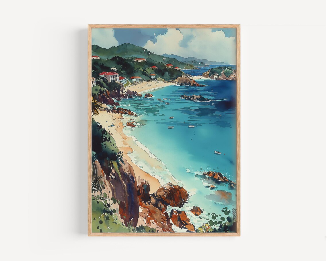 British Virgin Islands Watercolor Travel Poster