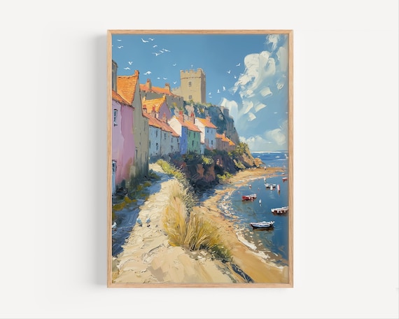 Norfolk Coast English Seaside Village Oil Painting Art Poster
