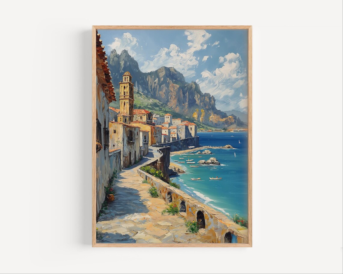Cefal Sicily Mediterranean Sea Travel Poster