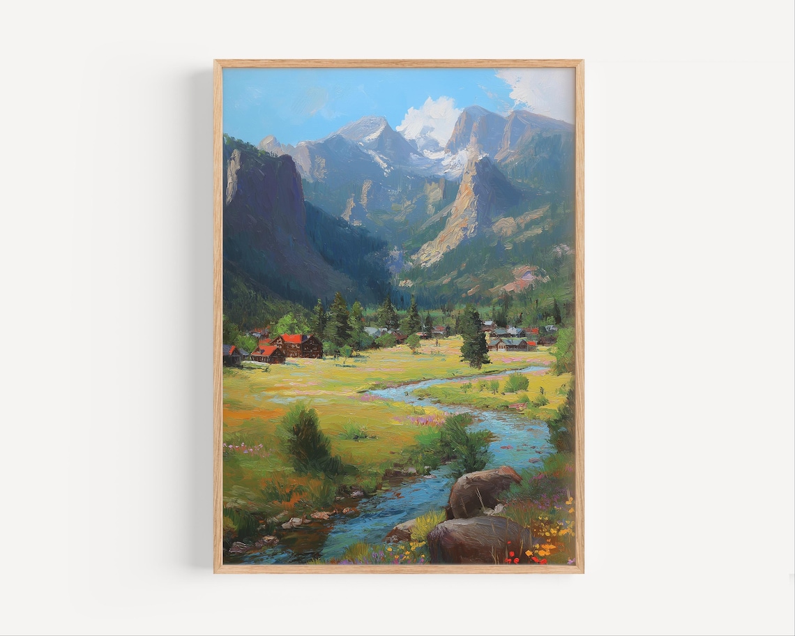 Estes Park Colorado Rocky Mountain River Valley Scenic Poster