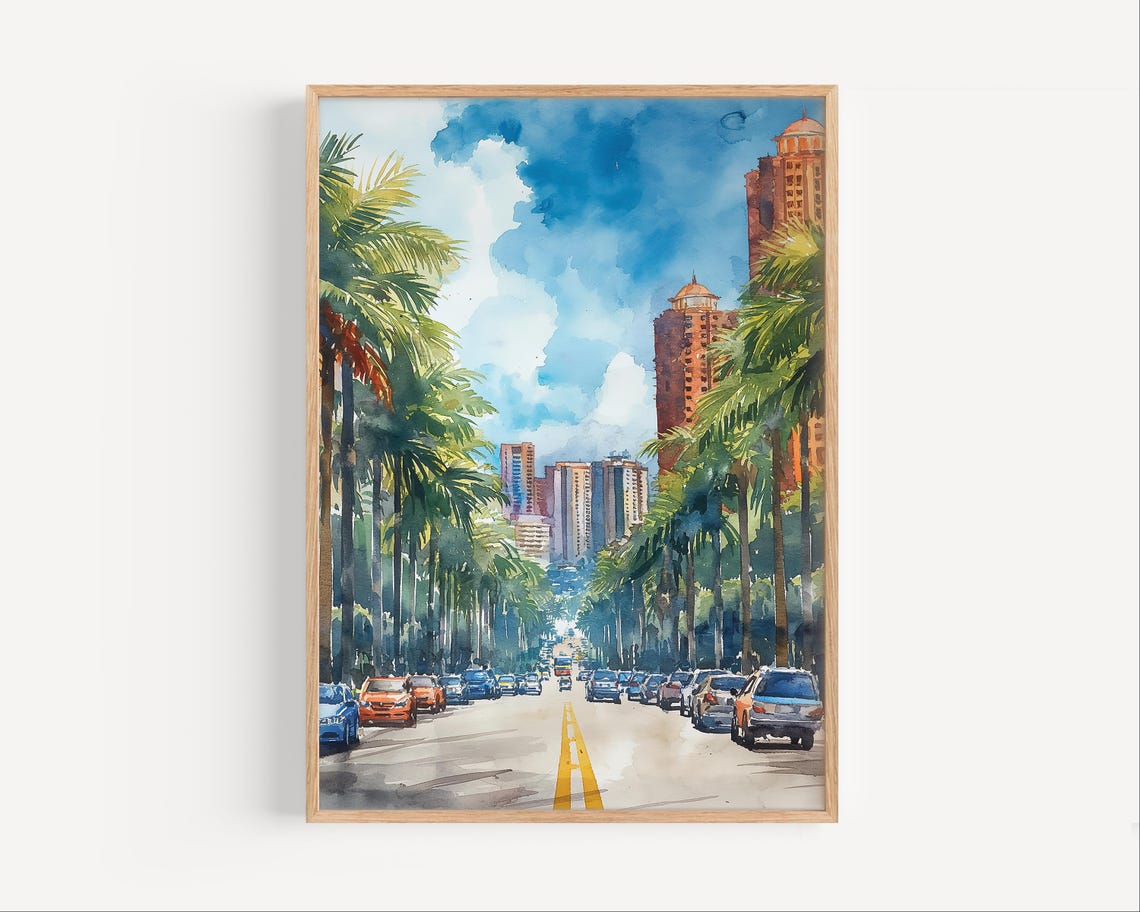 Manila Philippines Watercolor Painting Wall Art Poster Or Canvas Print South East Asia Travel Gift Asian Tropical City