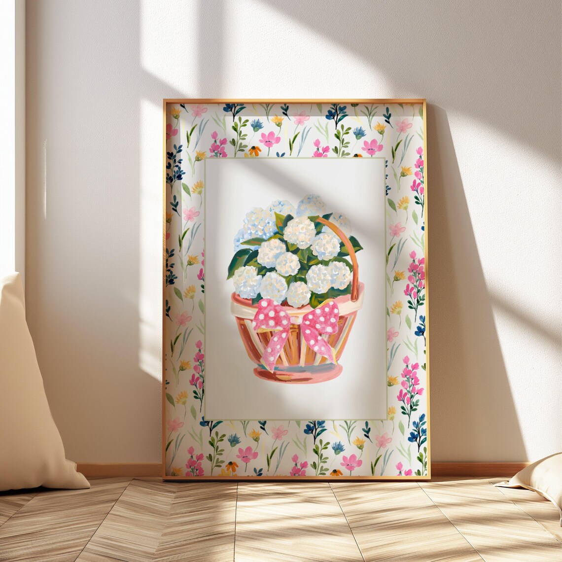 Hydrangea Art Print, Grandmillennial Coastal Decor