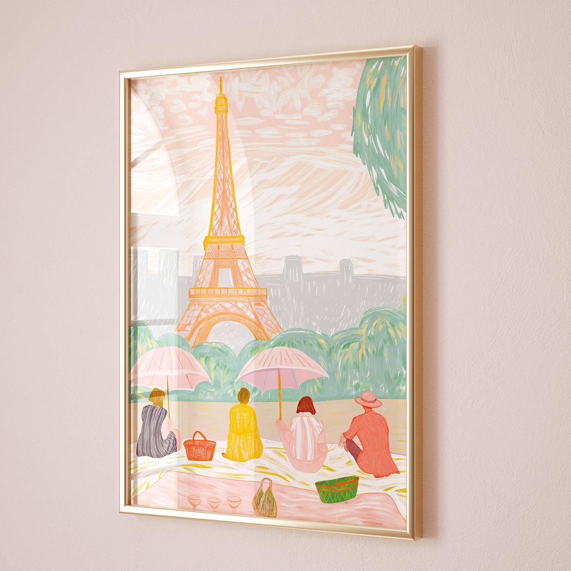 Paris Watercolor Travel Poster, Modern Minimalist