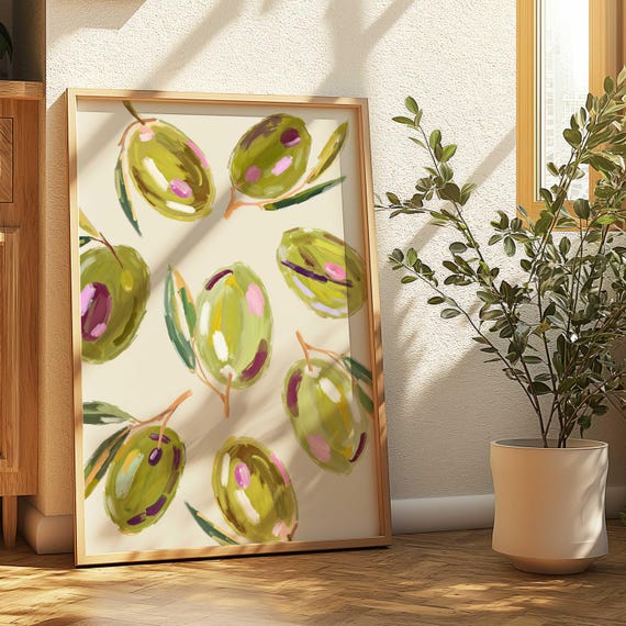 Olives Watercolor Kitchen Cottage Core Art Print