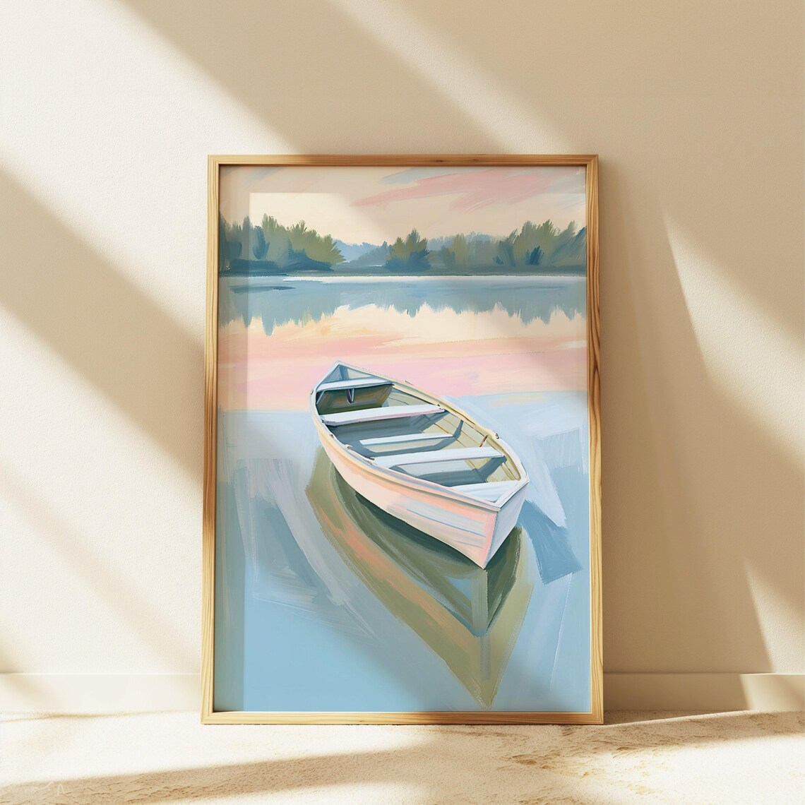 Colorful Rowboats Art Print, Coastal Nautical Decor