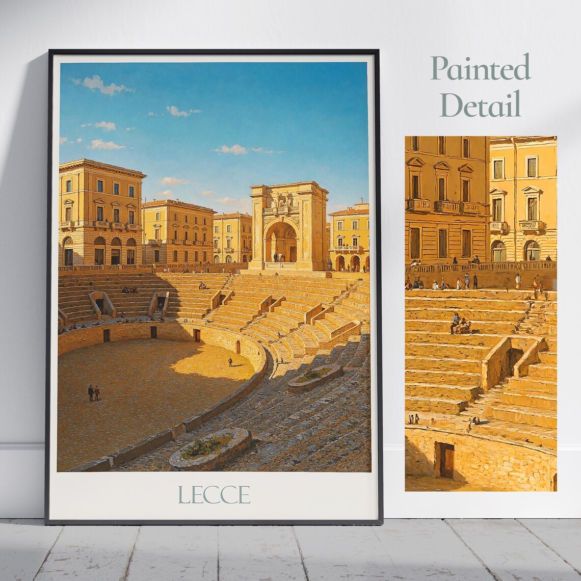 Lecce Roman Amphitheater Golden Light Puglia Italy Travel Poster