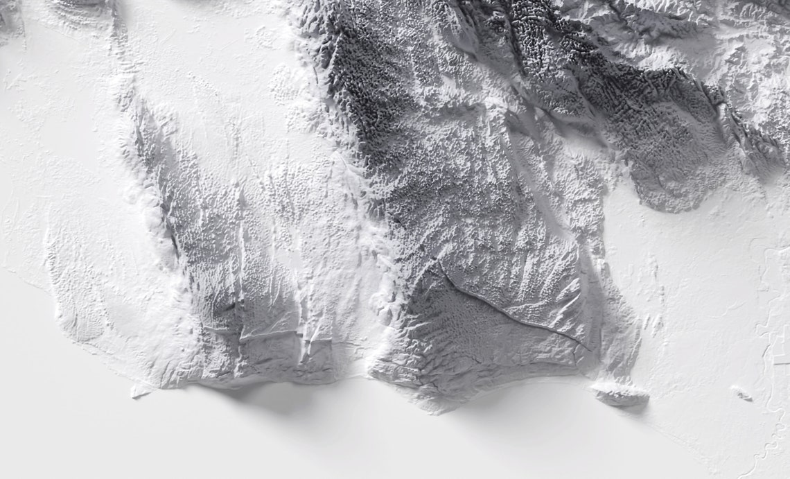 Jamaica Island Minimalist Grayscale Topographic Relief Map Art Print - Image 2