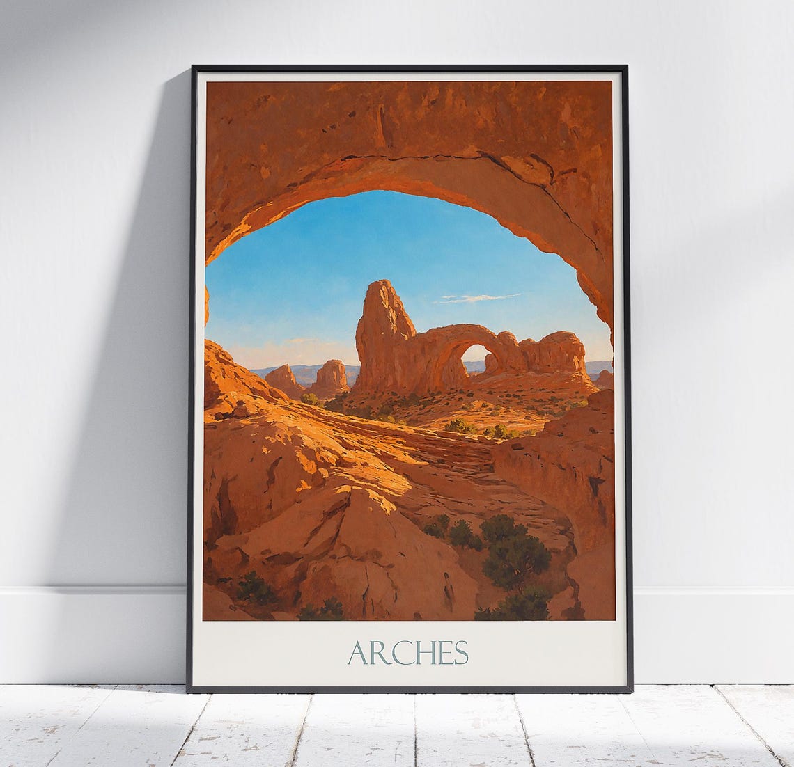 Arches National Park Red Rock Arch View Vintage Travel Poster